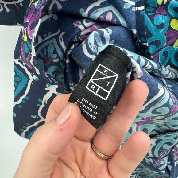 Josie Natori Festive Blue Paisley Retro Floral One Shoulder Women 4 Ruffle Dress - Picture 7 of 14